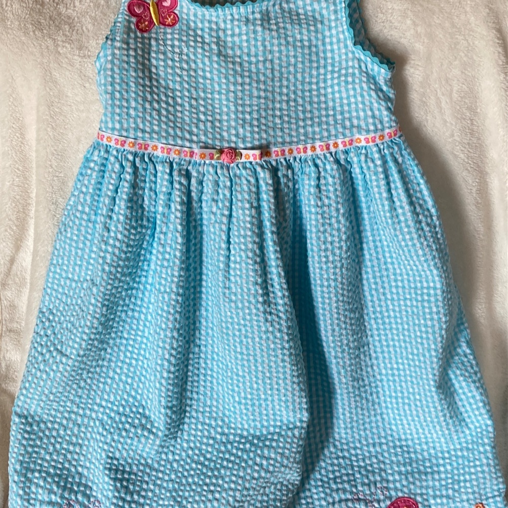 Jenny & Me Girls Summer Dress 6 Blue White Check